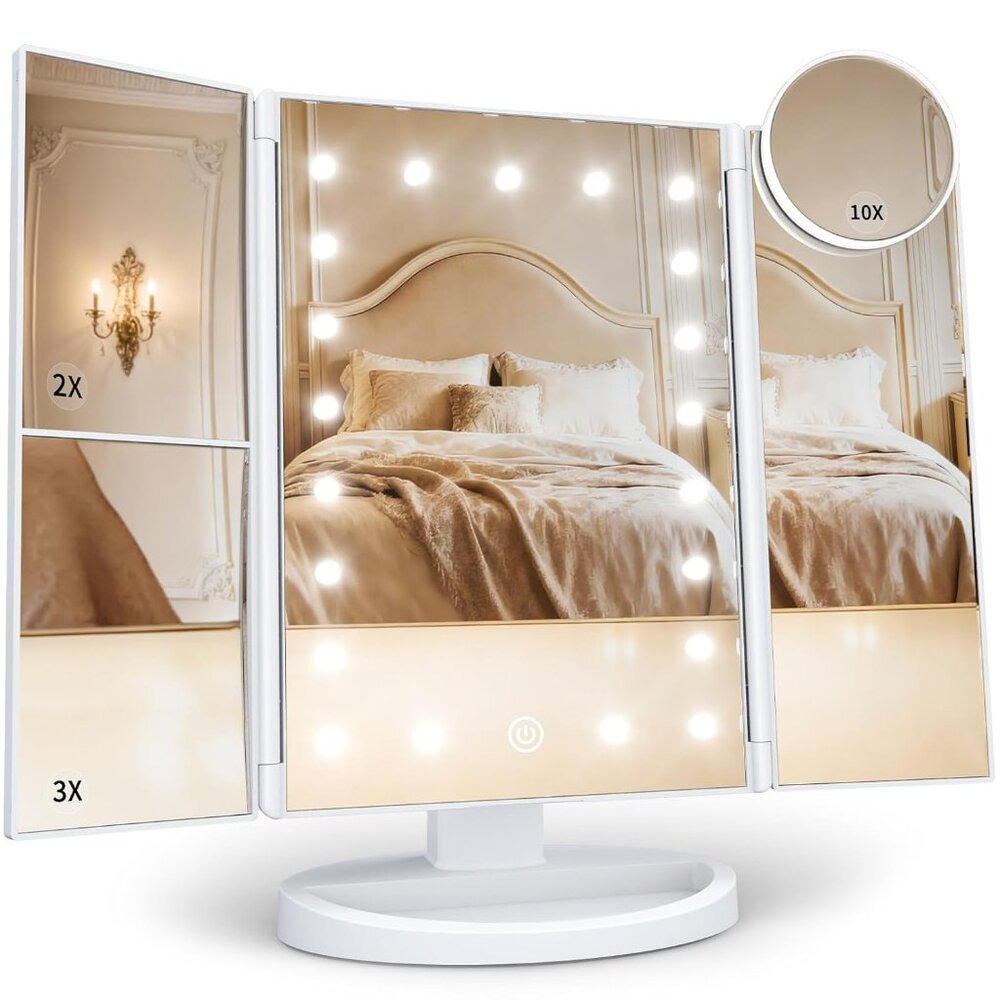 Makeup Mirror, Vanity Mirror with Lights, 2X/3X/10X Magnification, Touch Control